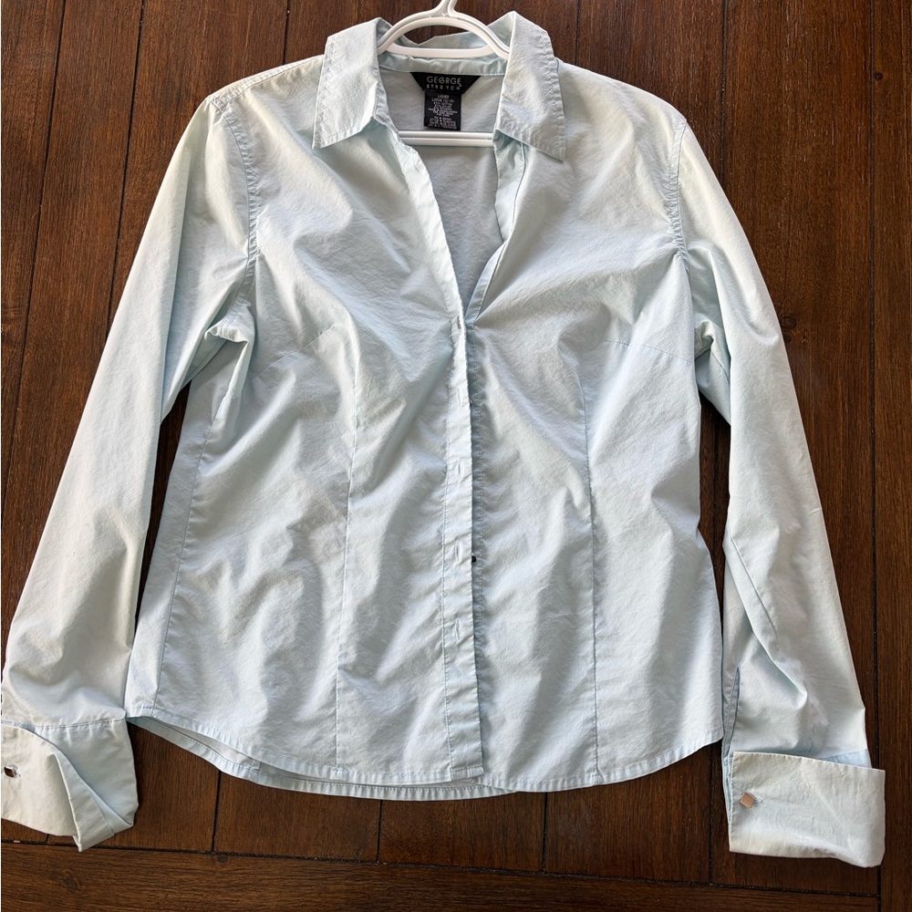George Men's Sky Blue Casual Button Down Shirt